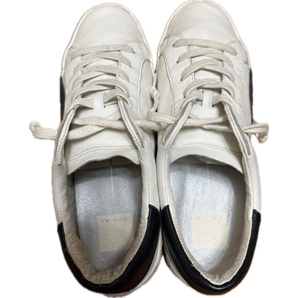 Dolce Vita White Leather Sneakers Black Heel Size 7.5 - Picture 3 of 11